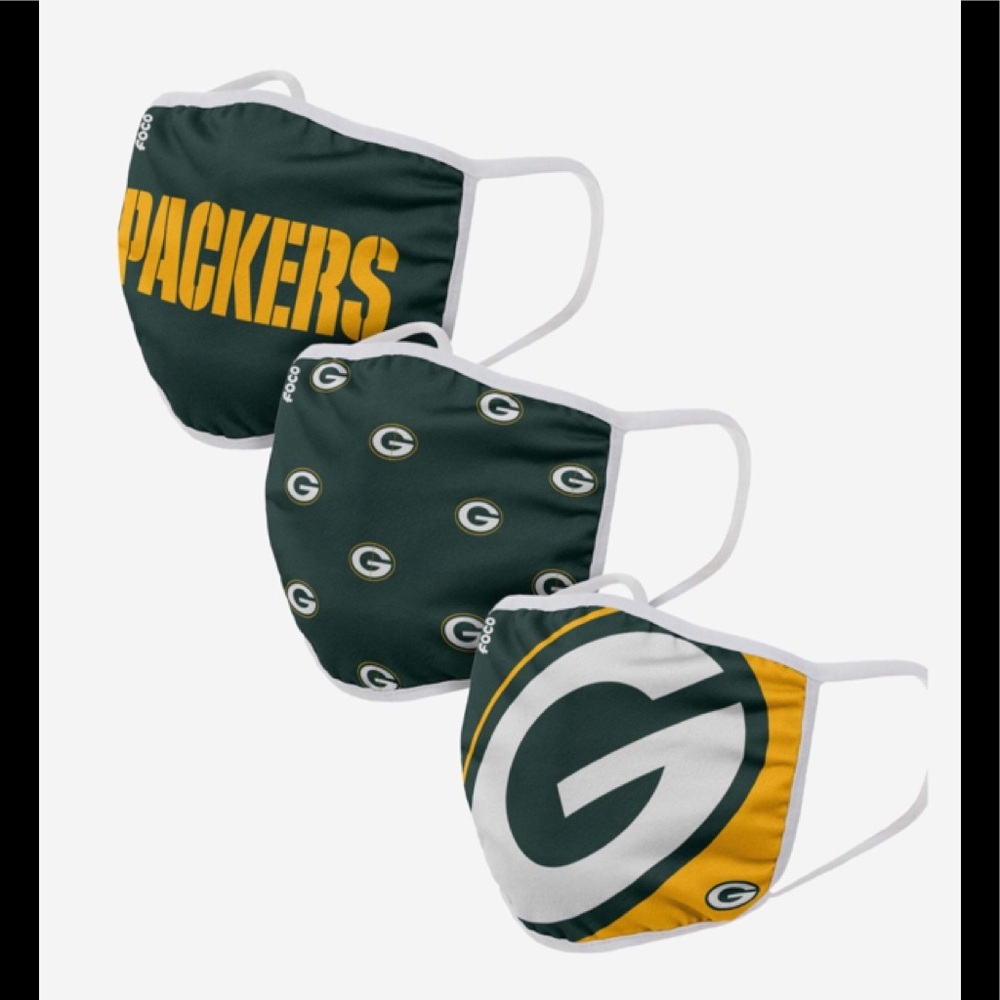 ****SOLD*NWT Green Bay Packers ~3 Pack~NFL Football Washable Face Covering Masks